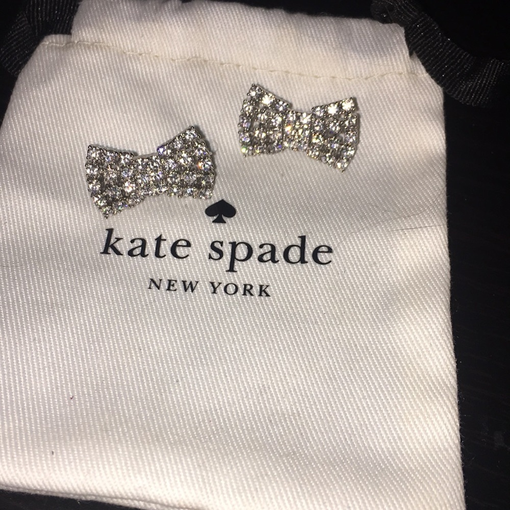 Kate spade large rhinestone bow earrings